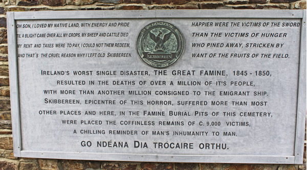 Famine Plaque at Abbeystrowery